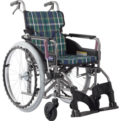 カワムラ ( カワムラサイクル ) 【非課税】 アルミ製標準型自走用車いすKMD-A22-42-M緑チェック ( KMDA2242MA9 ) 【メーカー取寄】｜配管材料プロ トキワ