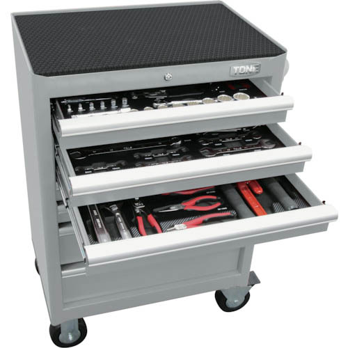 TONE 整備用工具セット ツールキャビネットセット(シルバー) 間口676×奥行459×高さ995mm ( TCS911SV )