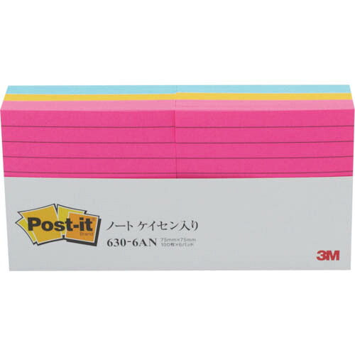 ３M ( スリーエム ) ポスト・イット(罫線入り) 75X75mm 100枚X6パッド 3色混色 ( 630-6AN ) 【24個セット】 【メーカー取寄】