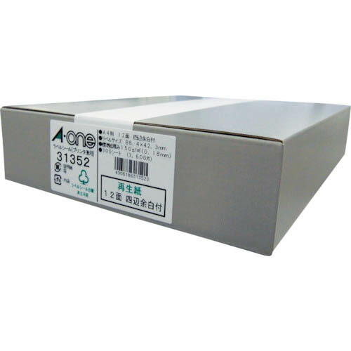 3M ( スリーエム ) エーワン ラベルシール(プリンタ兼用)再生紙 12面 四辺余白付 ( 31352 ) 【メーカー取寄】