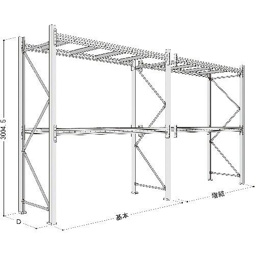 NF ( 日本ファイリング ) パレットラック 2ton用単体 奥行900×高さ3000×有効間口2500mm 最大積載量6000kg ( P6-30X25A209-3 ) 日本ファイリング(株) 【メーカー取寄】