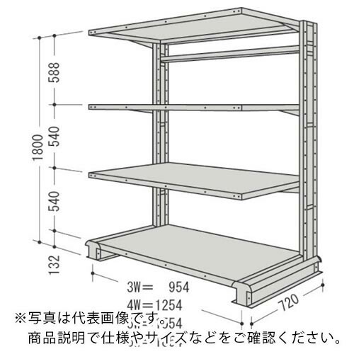NF ( 日本ファイリング ) スチール製軽中量ボルトレス棚 キャンチラック単式増結1連 間口1854×奥行720×高さ1800mm 4段 ( CR66L-S4B ) 日本ファイリング(株) 【メーカー取寄】