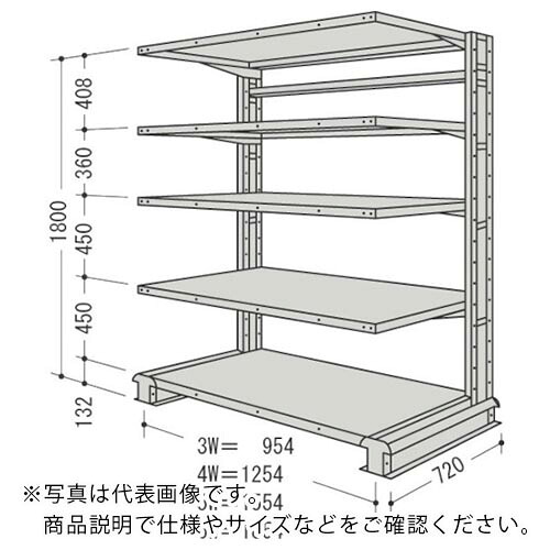 NF ( 日本ファイリング ) スチール製軽中量ボルトレス棚 キャンチラック単式1連 間口1554×奥行720×高さ1800mm 階段数5段 150kg ( CR65L-S5 ) 日本ファイリング(株) 【メーカー取寄】
