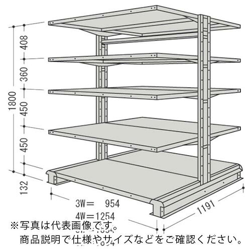 NF ( 日本ファイリング ) スチール写真製軽中量雄捻子受け答え棚 キャンチラック複式増結1連 間口954×奥ぶかさ1191×高さ1800粍 5段 ( CR63L-W5B ) 【製造業者取寄】