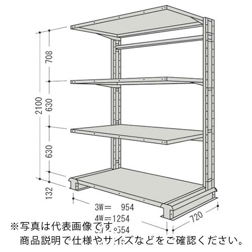 NF ( 日本ファイリング ) スチール写真製軽中量雄捩子受け答え棚 キャンチラック単式1連 間口1854×奥ふかさ720×高さ2100粍 4段 150kg ( CR76L-S4 ) 【製造業者取寄】