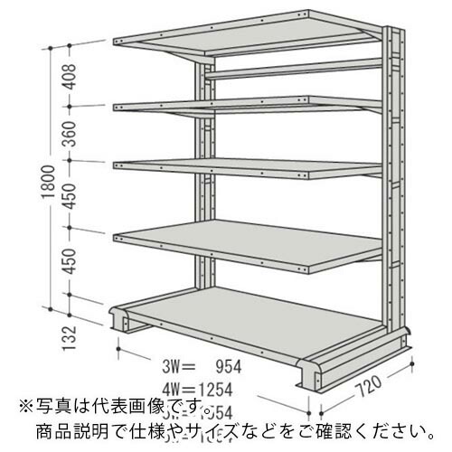 NF ( 日本ファイリング ) スチール写真製軽中量雄捩子受け答え棚 キャンチラック単式増結1連 間口1854×奥ふかさ720×高さ1800粍 5段 ( CR66L-S5B ) 【製造業者取寄】