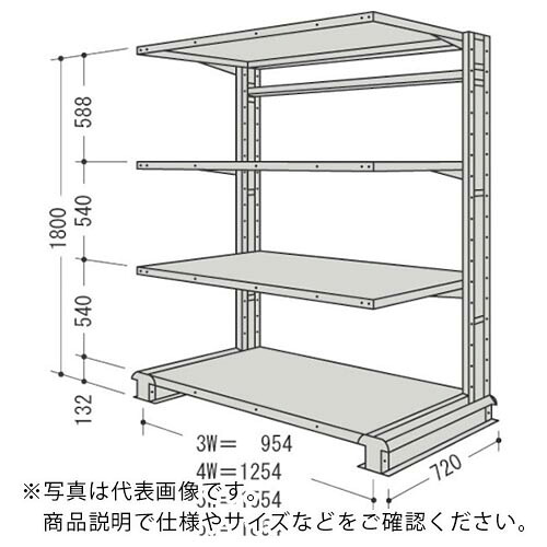 NF ( 日本ファイリング ) スチール写真製軽中量雄螺旋受け答え棚 キャンチラック単式1連 間口1854×奥ふかさ720×高さ1800粍 4段 ( CR66L-S4 ) 【製造会社取寄】