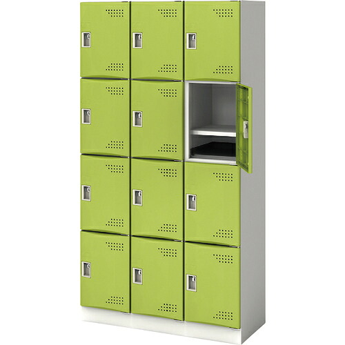 IRIS ( 花ショウブチトセ ) 学院ロッカー 3列4段 12人用 M扉 緑であること ( JTSL-M-34-NJ-GN ) 【製造業者取寄】