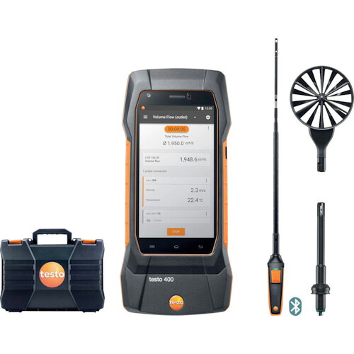 TESTO ( テストー ) 環境測定器 testo 400 コンボセット1 (100mmベーン式風速・熱線式風速・温度・湿度) ( 0563 0400 71 ) 【メーカー取寄】