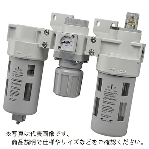 TAIYO エアコントロールユニット/3点仕掛ける(オートドレン、鉤括弧、角型剪断応力計付) ( MFRL3-10-ABD )