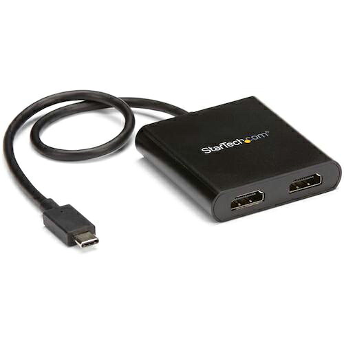 StarTech ディスプレイアダプター/USB-C - 2x HDMI/4K30Hz/30cmケーブル/ブラック/MSTハブ ( MSTCDP122HD )
