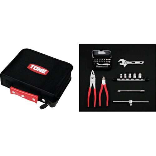 TONE 整備用工具セット ツールセット ブラック 間口250×奥行200×高さ70mm 33点セット ( TSX3171 ) TONE(株) 【メーカー取寄】
