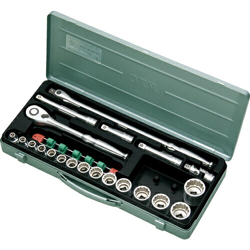 KTC ( 京都機械工具 ) 12.7sq.ソケット鍵仕掛ける(21点) 差込角12.7粍 21点仕掛ける 6角 12角 ( 肺結核415X )