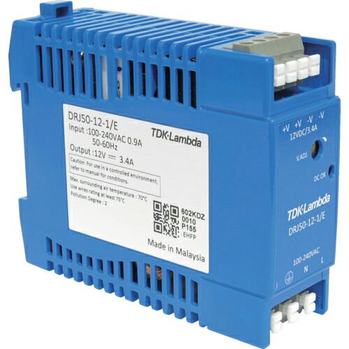 TDKラムダ DINレール取付専用ユニット型電源 DRJ 50W ヨーロッパ端子 ( DRJ50-12-1E ) TDKラムダ(株) 【メーカー取寄】