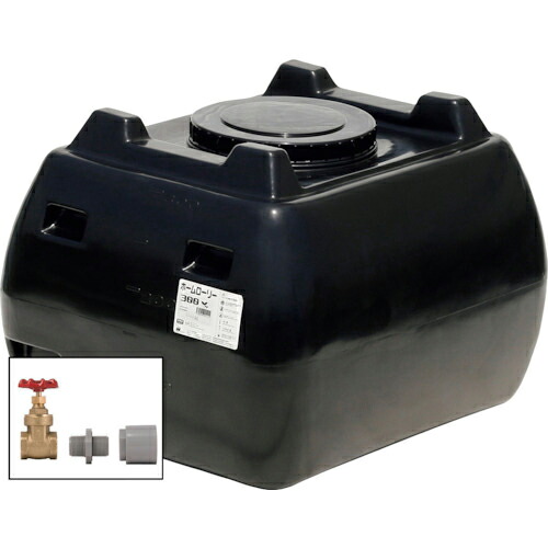 SUIKO ( スイコー ) ホームローリータンク300 黒 ドレンバルブセット(25A)付 ( HLT-300(BK)+VALVE-SET25A ) 【製造業者取寄】