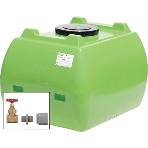 SUIKO ( スイコー ) ホームローリータンク500 緑 ドレンバルブセット(25A)付 ( HLT-500(GN)+VALVE-SET25A ) 【製造業者取寄】