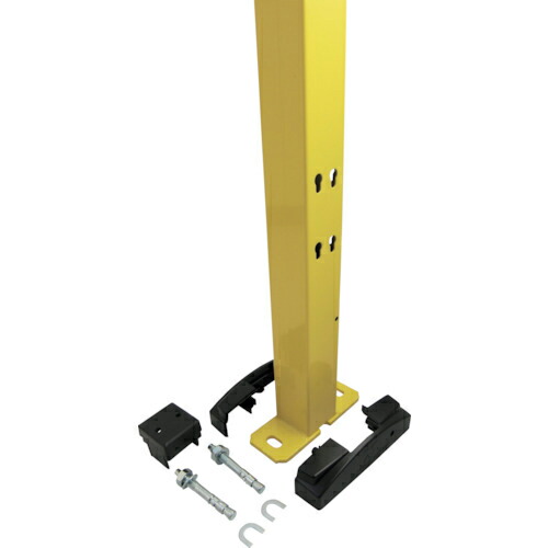 AXELENT ( アクセレント ) 安全柵エックスガード ポスト50角 高さ2000mm 色イエロー アンカーボルト2個付 トップ/フットカバー各1個付 ( P11-200 )