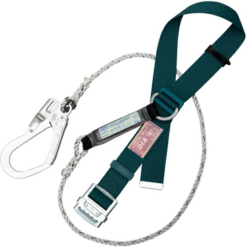 TSUYORON ( 藤井電工 ) 胴ベルト型墜落制止用器具(ロープタイプ) DIA(三つ打ちロープ) 青緑 Mサイズ 幅50MM×長さ1150MM ( TB-DIA-599-BG-M-BP ) 【20本セット】 藤井電工(株) 【メーカー取寄】