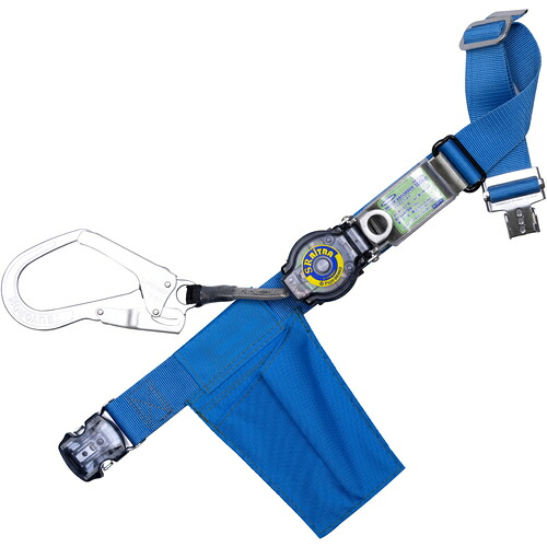 TSUYORON ( 藤井電工 ) 胴ベルト型墜落制止用器具(巻取タイプ)ロック機構付き ロックリトライト 青 Mサイズ 幅50MM×長さ1200MM ワンタッチバックル仕様 ( TB-LRL-OT593-BL4-M-JAN-BP )