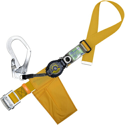 TSUYORON ( 藤井電工 ) 胴ベルト型墜落制止用器具(巻取タイプ)ロック機構付き ロックリトラ 黄 Mサイズ 幅50MM×長さ1200MM ( TB-LRN-599-Y-M-JAN-BP )