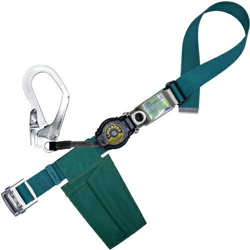 TSUYORON ( 藤井電工 ) 胴ベルト型墜落制止用器具(巻取タイプ)ロック機構付き ロックリトラ 青緑 Sサイズ 幅50MM×長さ1100MM ( TB-LRN-599-BG-S-JAN-BP ) 藤井電工(株) 【メーカー取寄】