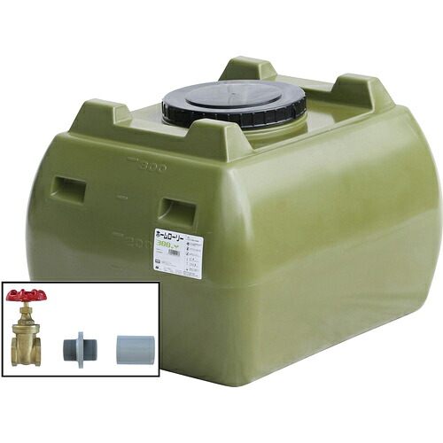 SUIKO ( スイコー ) ホームローリータンク300 オリーブ ドレンバルブセット(40A)付 ( HLT-300(OD)+VALVE-SET40A ) 【製造会社取寄】