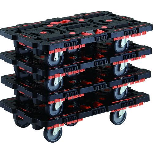 TRUSCO ( トラスコ中山 ) まとめ買い 連結式樹脂製平台車 ビートル 700X450 自在5輪 コボレ止めセット とめたろう付 4台セット ( BT700KJ5-E100T-M4 )