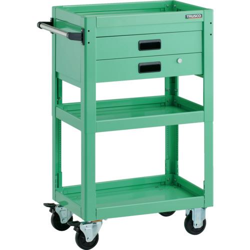 【SALE必要経費】TRUSCO ( トラスコ中山 ) 手道具手押し車 海豚 高さ自然調整式 600X400 2段抽き出し 青少年緑であること ( DLWS-A963X-YG )