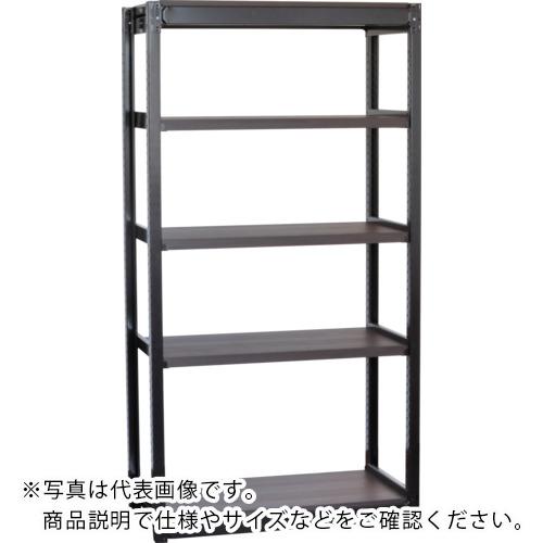 TRUSCO ( トラスコ中山 ) TSUG型スチール軽量ボルトレス棚 基本タイプ 木製棚板ウォールナット 5段仕様 高さ1800mm 間口900mm 奥行600mm ( TSUG100-63L5-WNBK )