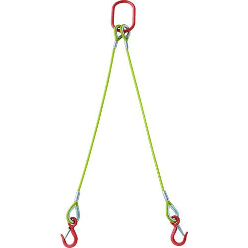 【SALE価格】TRUSCO ( トラスコ中山 ) 2本吊玉掛ワイヤーロープスリング(カラー被覆付)アルミロックタイプ 黄透明2M ( TWSP2P9S2 )