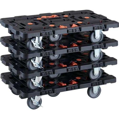 TRUSCO ( トラスコ中山 ) まとめ買い 連結式樹脂製平台車 ビートル 700X450 自在3輪 内2輪ストッパー付 とめたろう付 4台セット ( BT700J3S2-E100T-M4 )|配管材料プロ トキワ