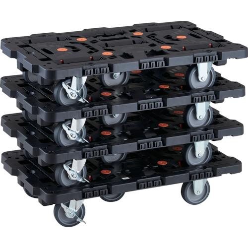 TRUSCO ( トラスコ中山 ) まとめ買い 連結式樹脂製平台車 ビートル 700X450 自在3輪 内2輪ストッパー付 4台セット ( BT700J3S2-E100-M4 )