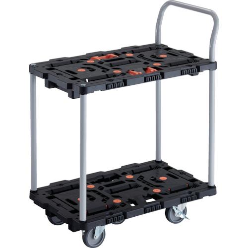 TRUSCO ( トラスコ中山 ) 連結式樹脂製2段台車 ビートル 700X450 自在5輪 内2輪ストッパー付 とめたろう ハンドル付 ( BT724J5S2-E100T )