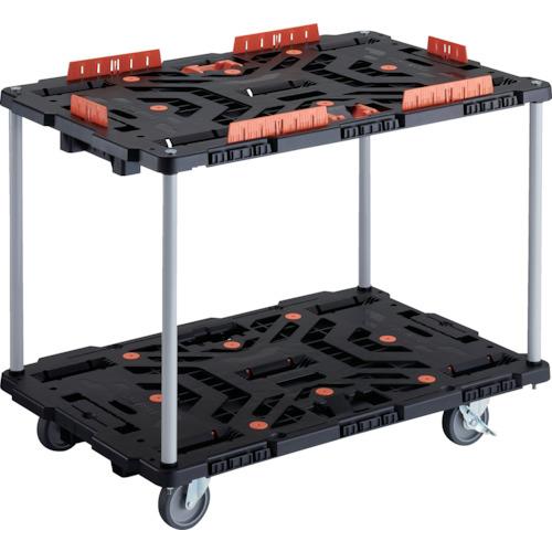 TRUSCO ( トラスコ中山 ) 連結式樹脂製2段台車 ビートル 900X600 自在5輪 内2輪ストッパー付 コボレ止めセット とめたろう付 ハンドルなし ( BT920KJ5S2-E100T )