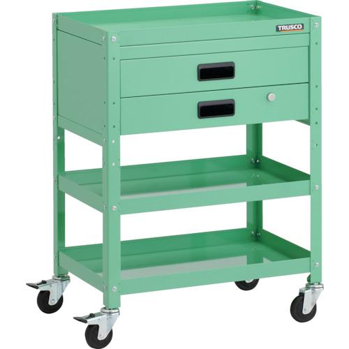 【SALE必要経費】TRUSCO ( トラスコ中山 ) 手道具手押し車 ラビットワゴン 600X400XH810 2段引出付 天然ゴム拷問台 青少年緑であること ( RBW-863X-YG )