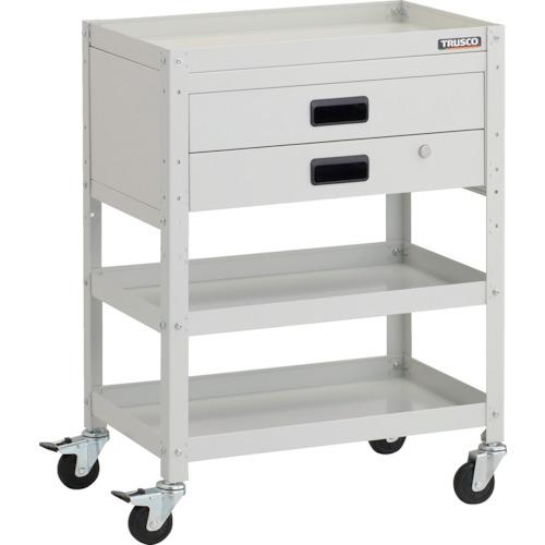 【SALE必要経費】TRUSCO ( トラスコ中山 ) 手道具手押し車 ラビットワゴン 600X400XH810 2段引出付 天然ゴム拷問台 白いこと ( RBW-863X-W )