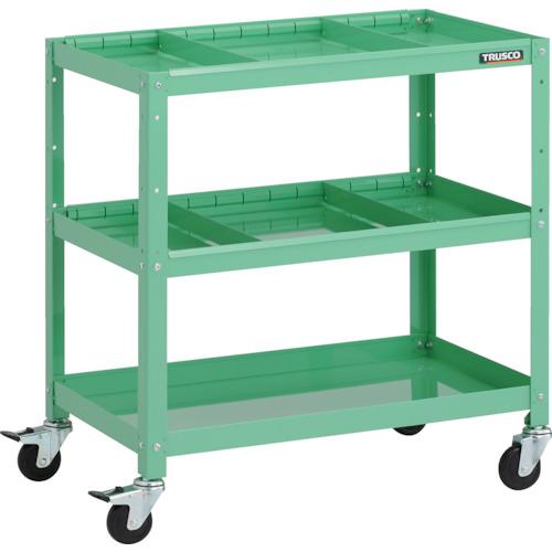 【SALE必要経費】TRUSCO ( トラスコ中山 ) 手道具手押し車 ラビットワゴン 700X450XH740 中仕切り板2段付 天然ゴム拷問台 青少年緑であること ( RBW-773S2-YG )