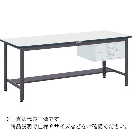 TRUSCO ( トラスコ中山 ) 中荷重作業台(500kg)AEW型 1800X900XH740 2段引出付 ダークグレー色 ( AEWP-1890F2 (F-2NG ﾂｷ) )