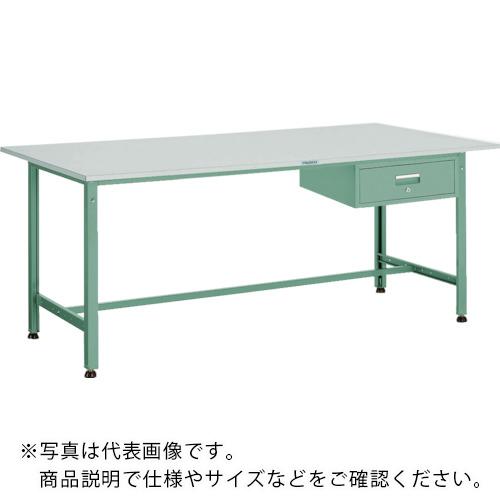 TRUSCO ( トラスコ中山 ) 軽荷重作業台(300kg)AE型 900X600XH740 1段引出付 グリーン色 ( RAE-0960F1 (ﾘﾉﾘｭｰﾑﾃﾝﾊﾞﾝ) )