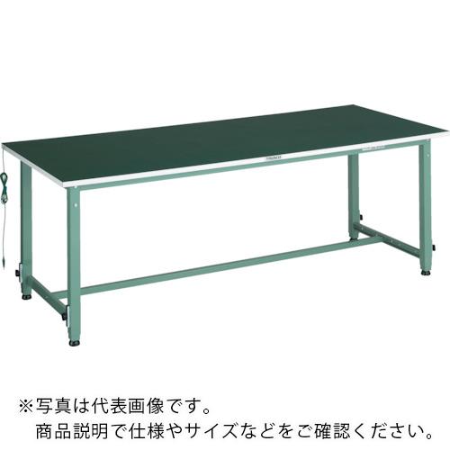 【SALE価格】TRUSCO ( トラスコ中山 ) 軽荷重作業台高さ調節式(150kg)AEM型 1500X900XH652~952 帯電防止マット張り グリーン色 ( AEM-1509D )｜配管材料プロ トキワ