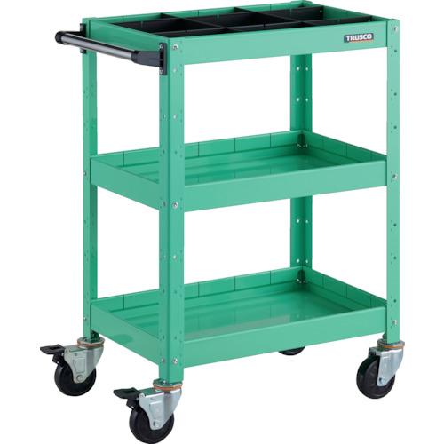 【SALE必要経費】TRUSCO ( トラスコ中山 ) 手道具手押し車 バーディワゴン 600X400XH880 深3段 1段中仕切り板付 青少年緑であること ( BDW-963F3S1-YG )