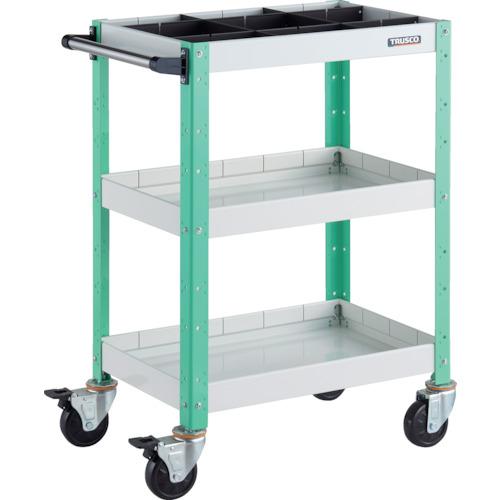 【SALE必要経費】TRUSCO ( トラスコ中山 ) 手道具手押し車 バーディワゴン 600X400XH880 深3段 1段中仕切り板付 白いこと/青少年緑であること ( BDW-963F3S1-WYG )