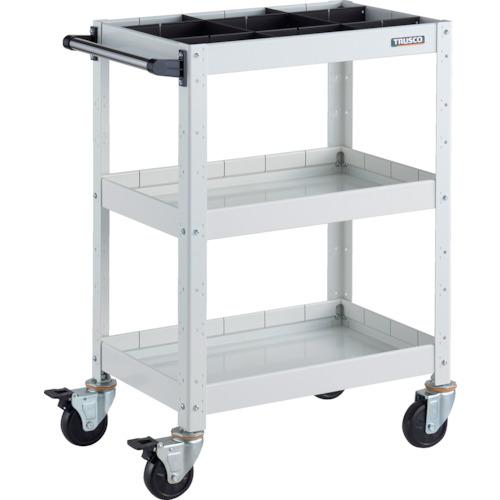 【SALE必要経費】TRUSCO ( トラスコ中山 ) 手道具手押し車 バーディワゴン 600X400XH880 深3段 1段中仕切り板付 白いこと ( BDW-963F3S1-W )