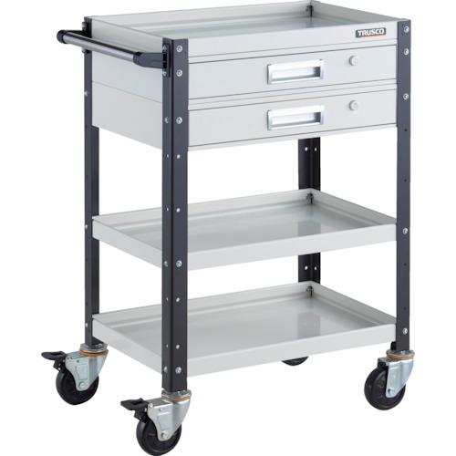 TRUSCO ( トラスコ中山 ) ツールワゴン バーディワゴン 600X400 引出2段付 ホワイト/ブラック ( BDW-963V2-WBK )