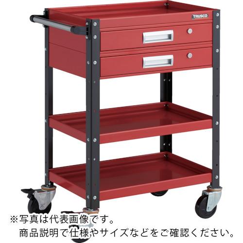 TRUSCO ( トラスコ中山 ) ツールワゴン バーディワゴン 600X400 引出2段付 レッド/ブラック ( BDW-963V2-RBK )