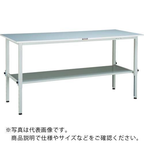 TRUSCO ( トラスコ中山 ) 軽荷重作業台高さ調節式(150kg)AEM型 900X600XH650~950 下棚2枚付 ホワイト色 ( RAEM-0960LT2 W )|配管材料プロ トキワ