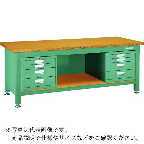 TRUSCO ( トラスコ中山 ) 重荷重作業台(3000kg)TWZ型 1800X900XH740 4段引出X2付 グリーン色 ( TWZ-1809D4D4 )