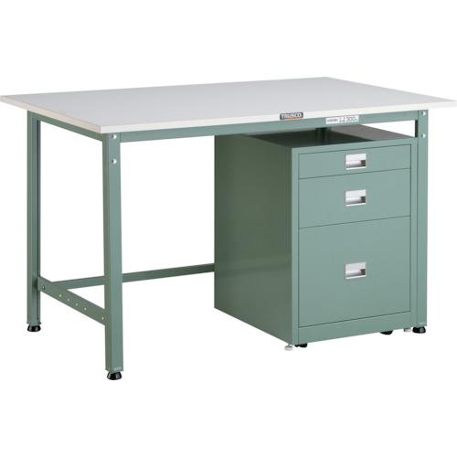 TRUSCO ( トラスコ中山 ) 軽荷重作業台(300kg)AE型 1200X750XH740 3段キャビネット付 グリーン色 ( AE-1200UDC111 )