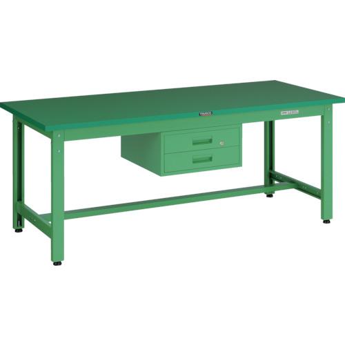 【SALE通貨価値】TRUSCO ( トラスコ中山 ) 中掛け目やり方台(800kg)GW型 1800X750XH740 2段引出付 若い衆緑であること色 ( GWP-1875F2 YG )