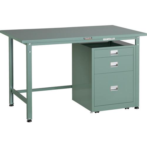 TRUSCO ( トラスコ中山 ) 軽荷重作業台(300kg)AE型 1200X750XH740 3段キャビネット付 グリーン色 ( SAE-1200UDC111 )|配管材料プロ トキワ
